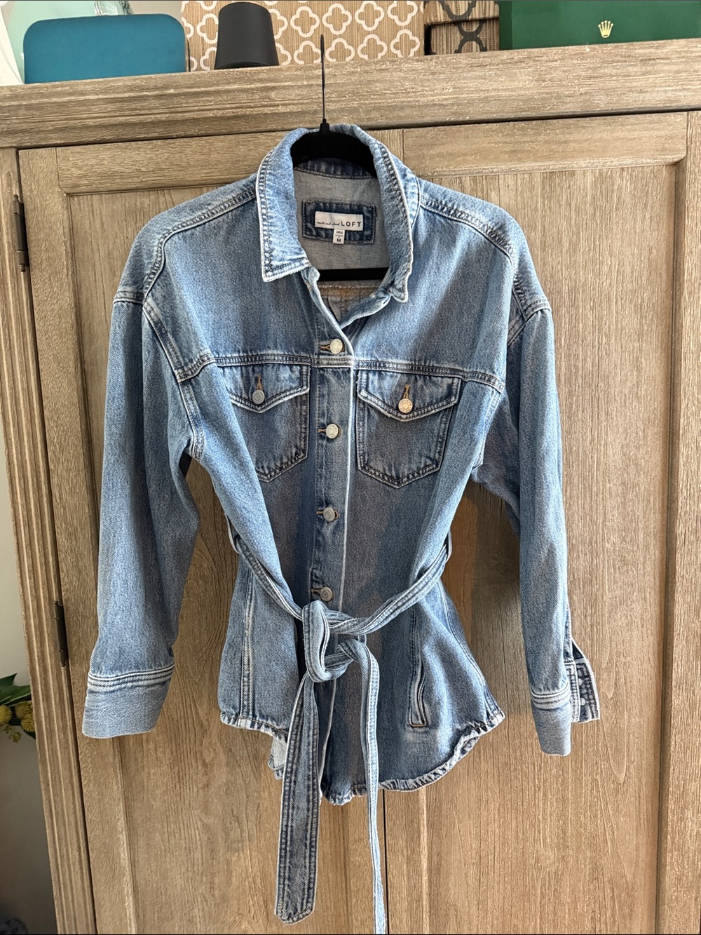 LOFT Light Blue Denim Tie-Waist Jacket
